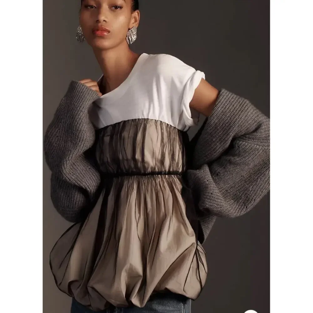 Anthropologie Goth Whimsy Strapless Tulle Bubble Hem Top - XL - Picture 4 of 9